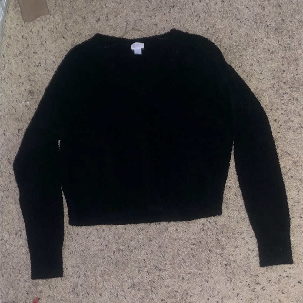 fuzzy v-neck sweater